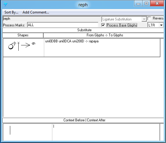 Screenshot that shows the 'r p h f' feature is used to substitute the repaya form.