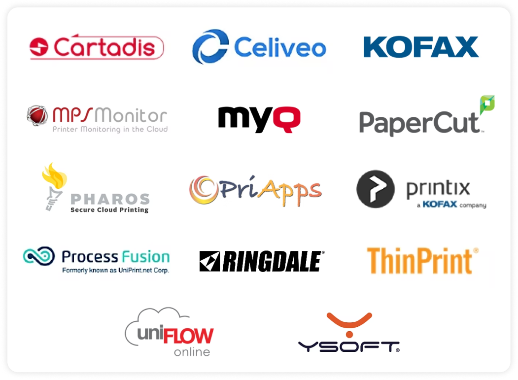 Universal Print solution partner logos