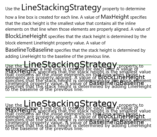Text block line stacking strategies