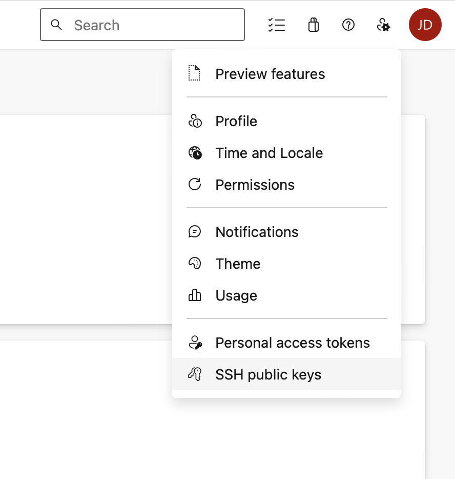 User Settings > SSH Public Keys