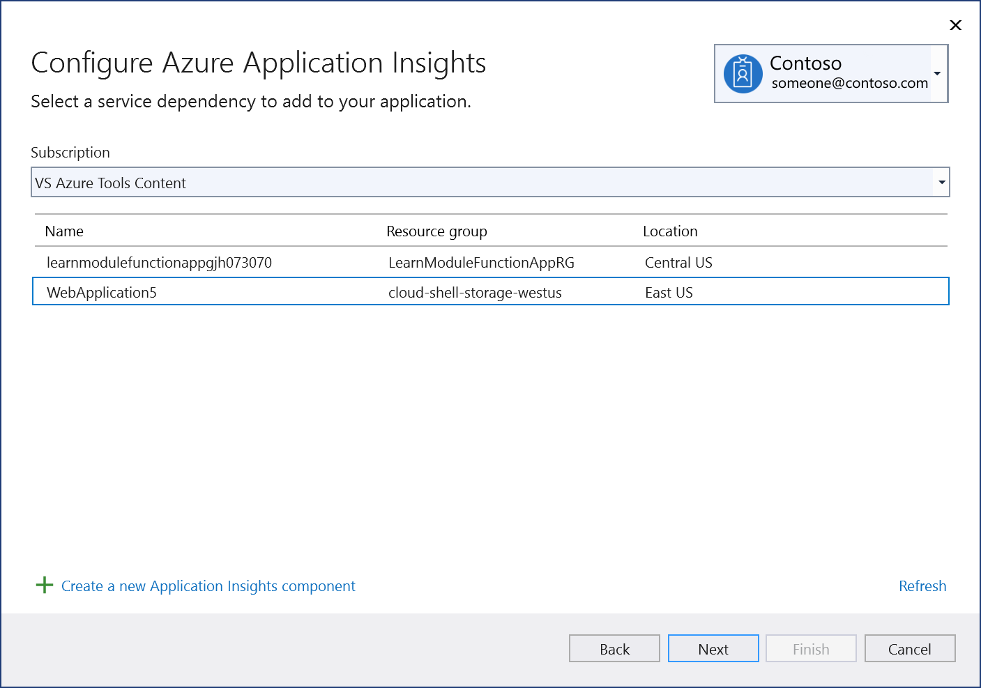 Connect to existing Application Insights component
