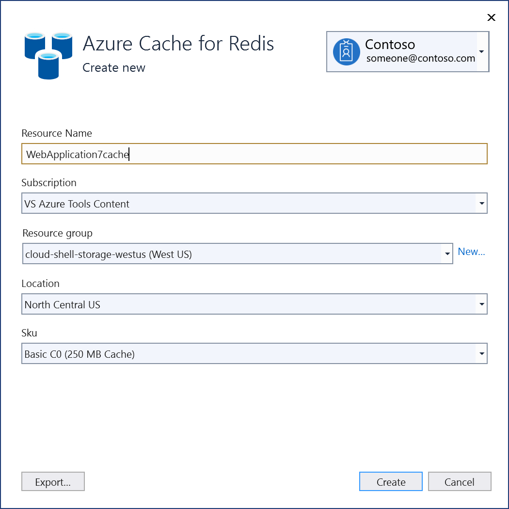 Screenshot of the Azure Cache for Redis create new page. Create is highlighted.