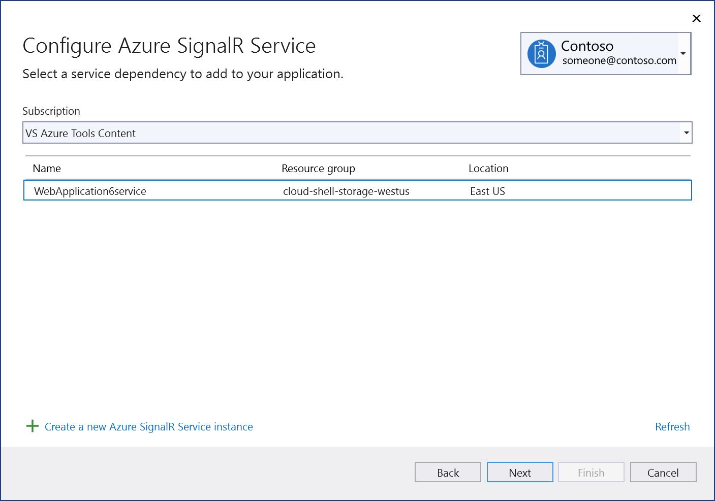 Connect to existing Azure SignalR component