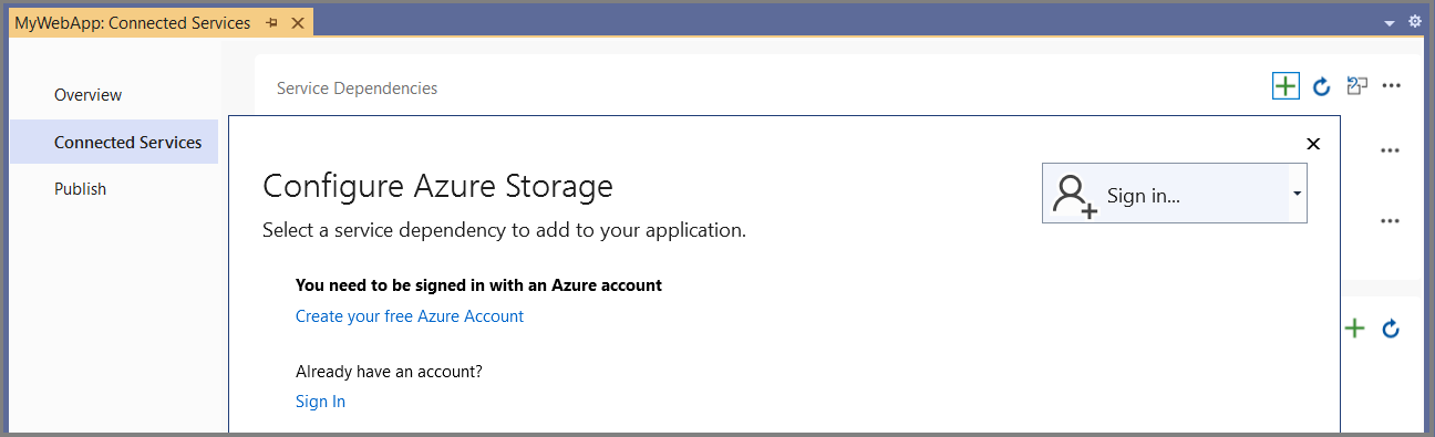 Sign in with an Azure subscription - Visual Studio (Windows) | Microsoft  Learn