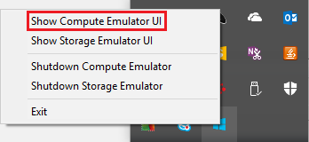 Show Azure compute emulator