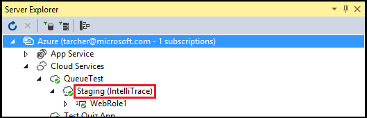Server Explorer - IntelliTrace enabled