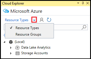 Cloud Explorer dropdown list to select the desired resources view