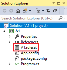 Rule set file in Solution Explorer