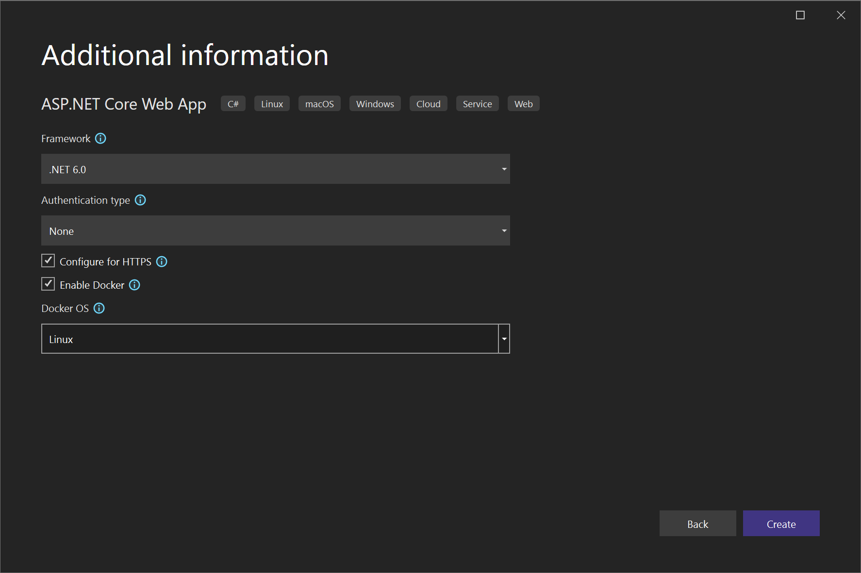 Screenshot of Enable Docker Support check box.