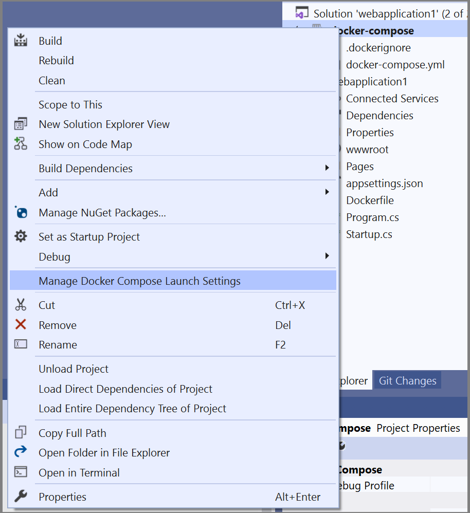 Launch a subset of Docker Compose services - Visual Studio (Windows) |  Microsoft Learn