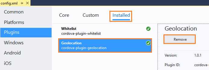 Removing a plugin