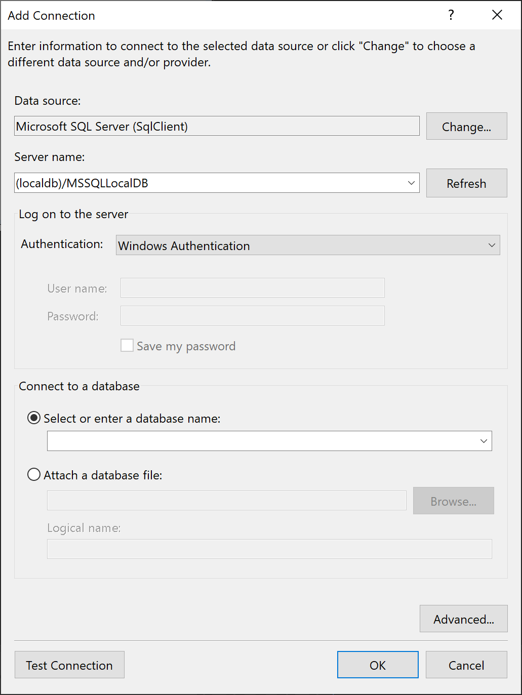 Screenshot of Add New Connection dialog box.