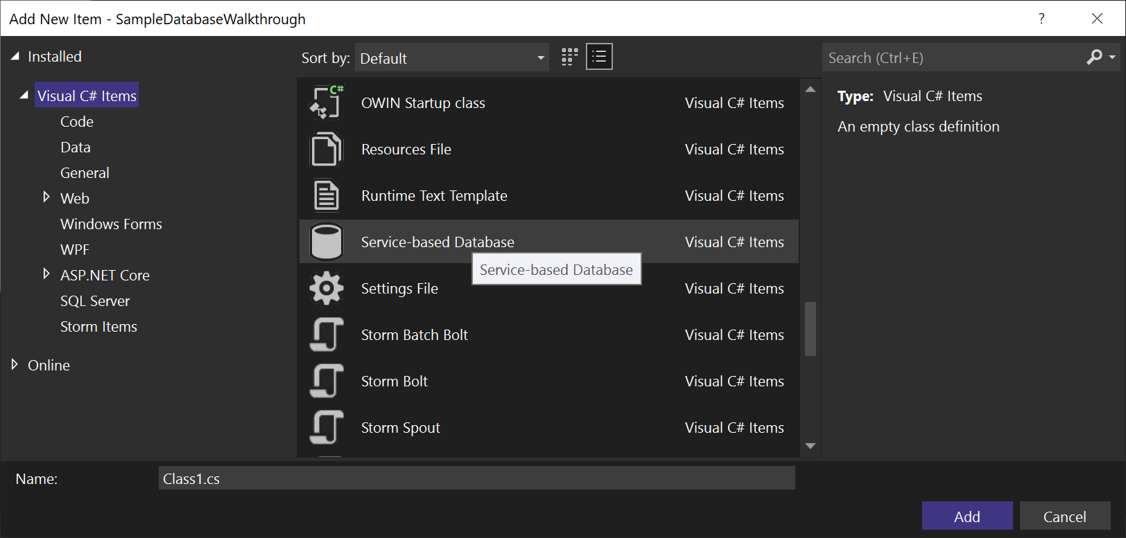 What Is Service Based Database In Visual Studio