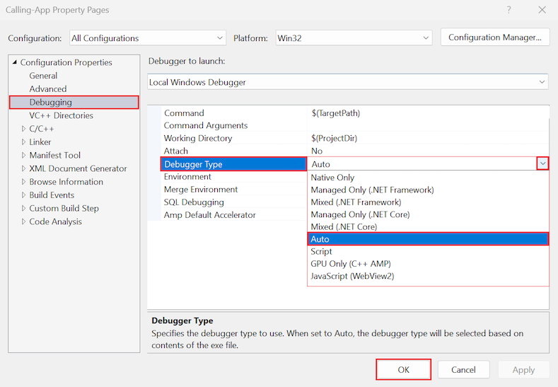 Enable mixed mode debugging Enable mixed mode debugging in C++