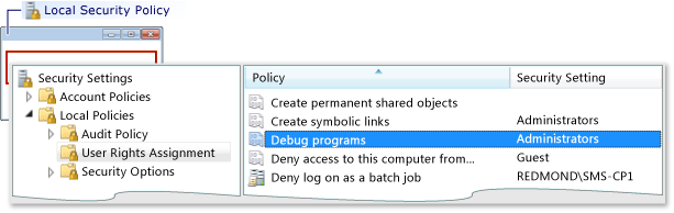 cannot edit user rights assignment local security policy
