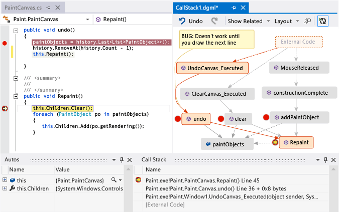 Create a visual map of the call stack - Visual Studio (Windows) | Microsoft  Learn