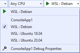 Multiple WSL launch profiles in the launch profile list