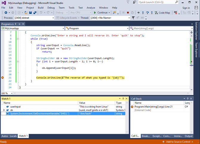 Debug .NET Core on Linux - Visual Studio (Windows) | Microsoft Learn