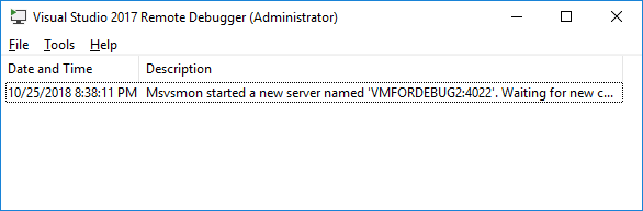 Remote Debugger window Remote Debugger window
