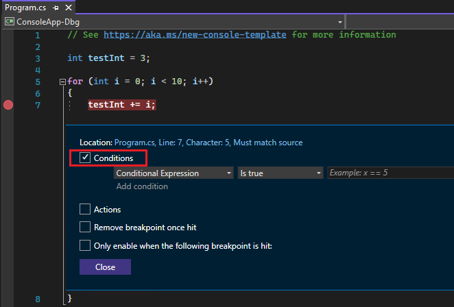 Use breakpoints in the debugger - Visual Studio (Windows) | Microsoft Learn