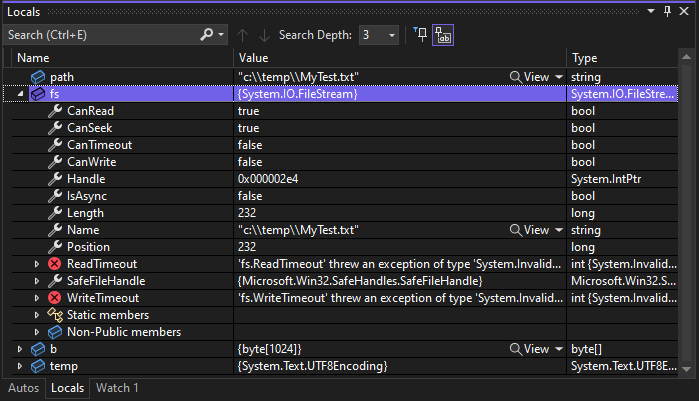 Inspect variables - Autos and Locals windows - Visual Studio (Windows) |  Microsoft Learn