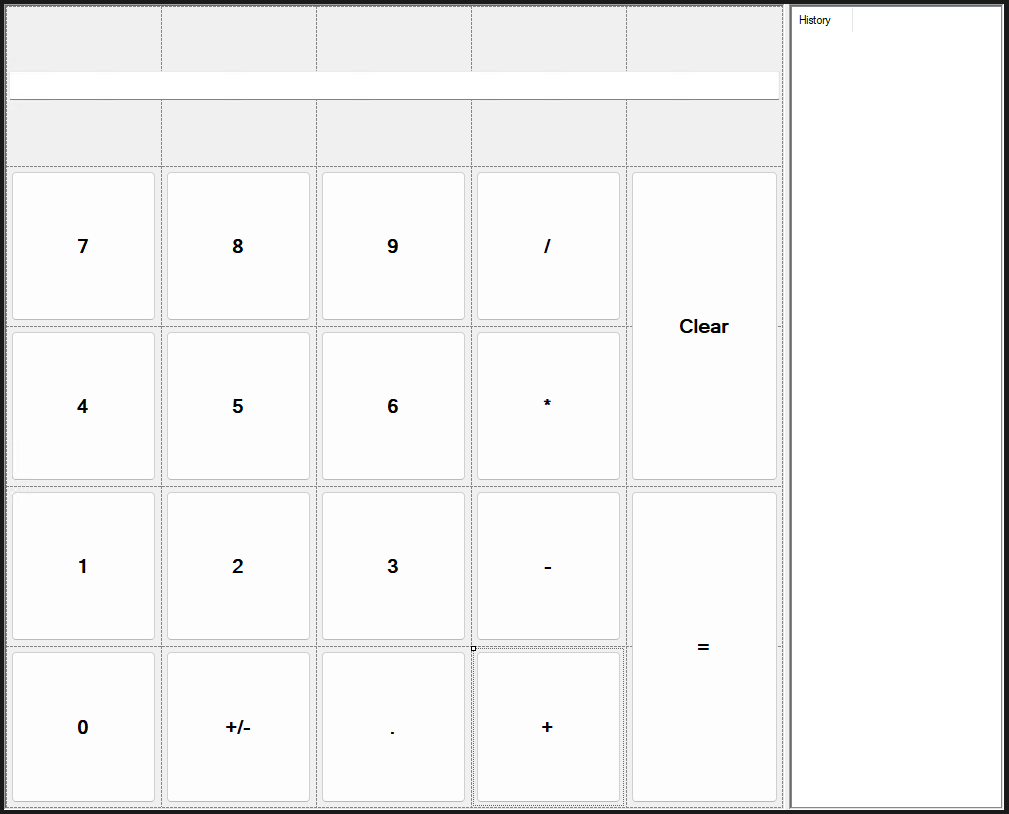 Screenshot of the completed user interface for the calculator control.