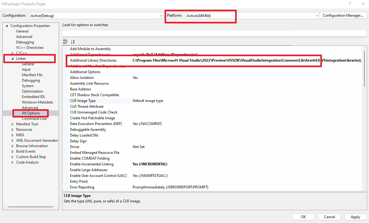 Screenshot that shows adding arm64 lib path