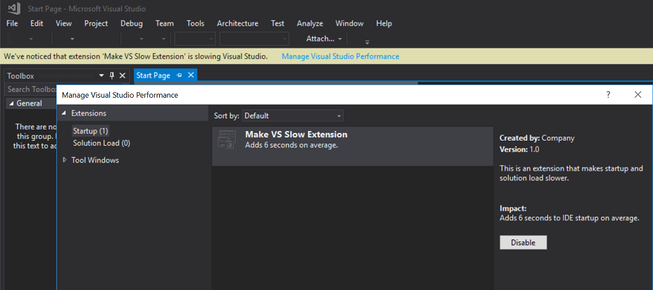 manage Visual Studio performance