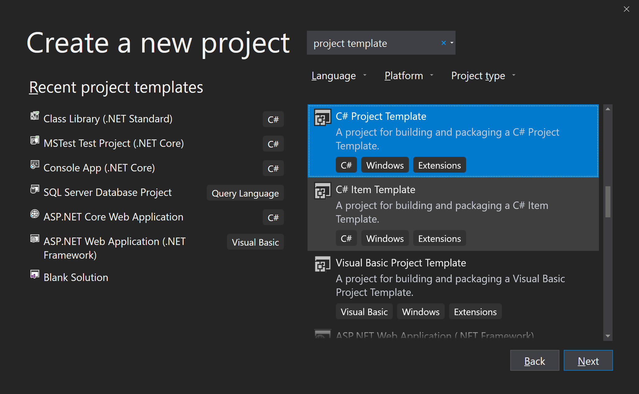 Tutustu 56+ imagen visual studio project template