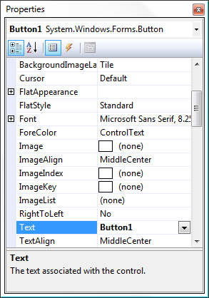 PropertiesWindow.png Static text in the Properties window