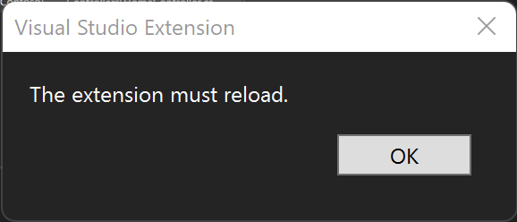 Screenshot that shows a user prompt with OK.