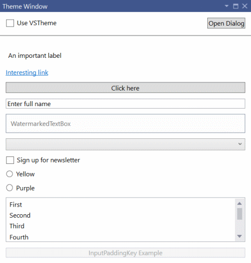 Screenshot showing a window that uses the Light theme without W P F controls.