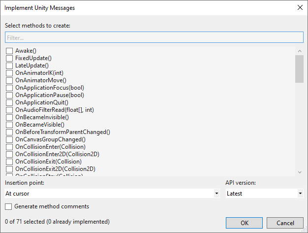 unity visual studio hotkeys