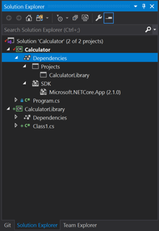 Screenshot of Solution Explorer with project reference.