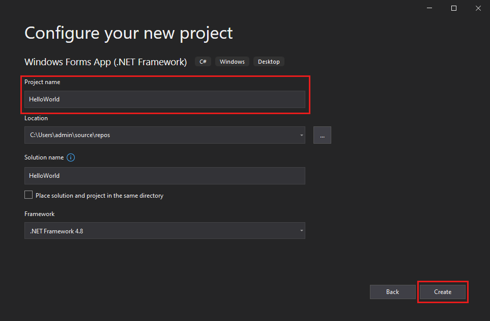 Create A Windows Forms App With C# - Visual Studio (Windows ...