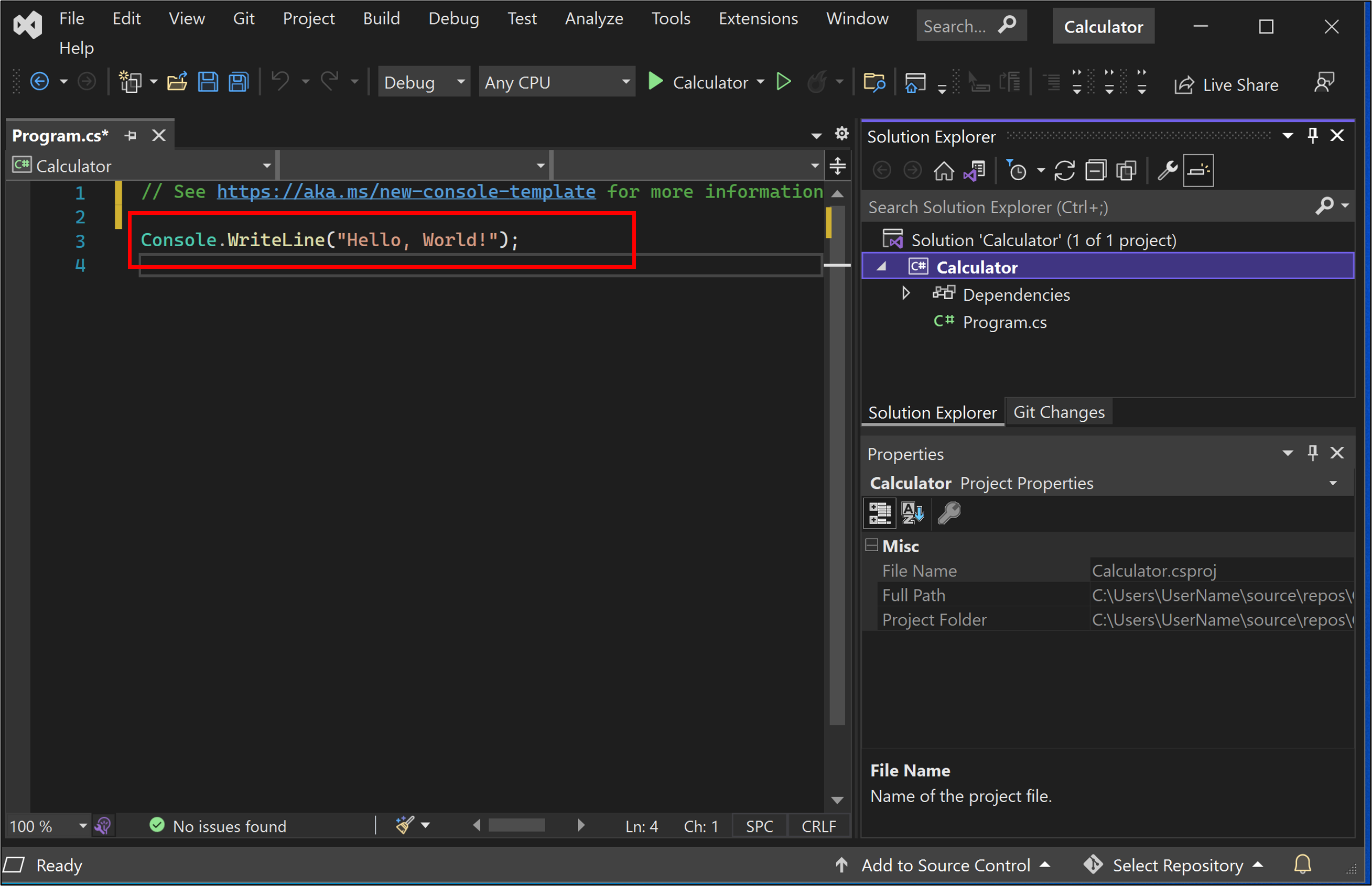 Tutorial: Create a simple C# console app - Visual Studio (Windows)