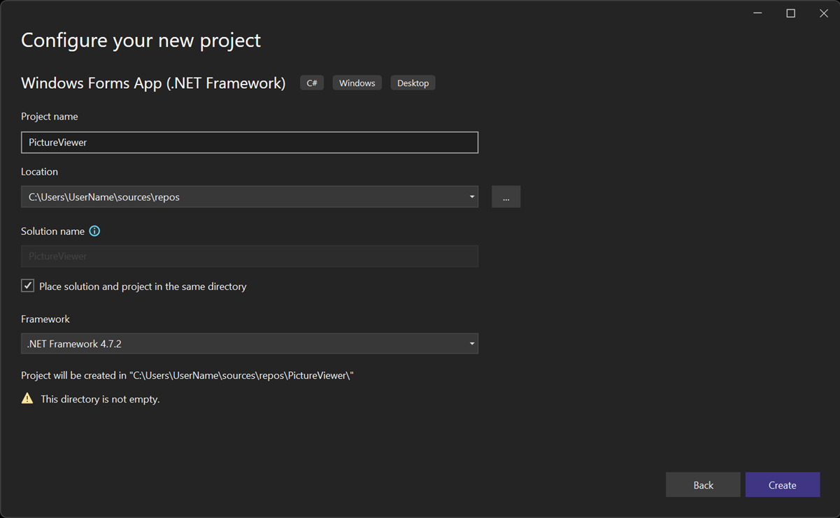 Screenshot of the Configure your new project window with the project name HelloWorld entered.