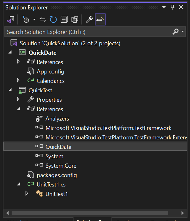 A screenshot of Solution Explorer showing a project reference.