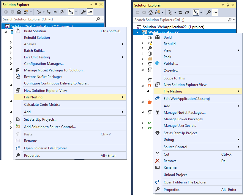 File nesting rules for Solution Explorer - Visual Studio (Windows) |  Microsoft Learn