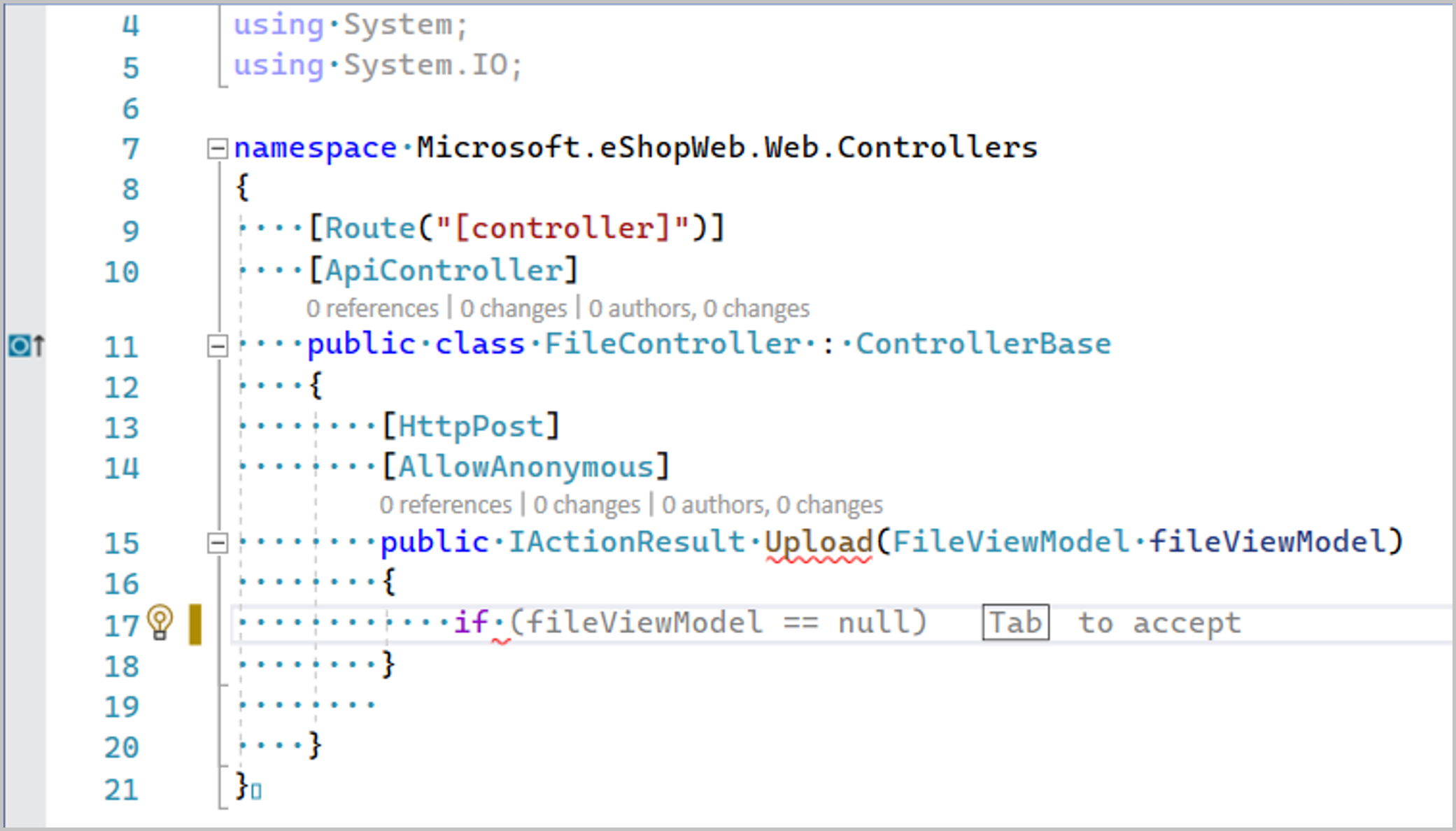 IntelliCode Whole-line autocompletions - Visual Studio (Windows)