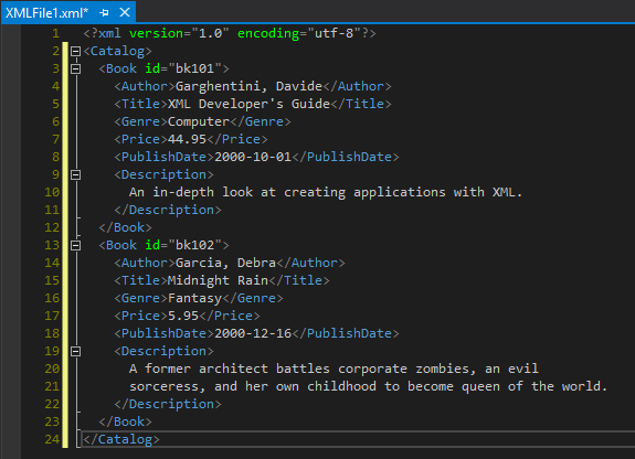 Screenshot of an XML file with new font colors.