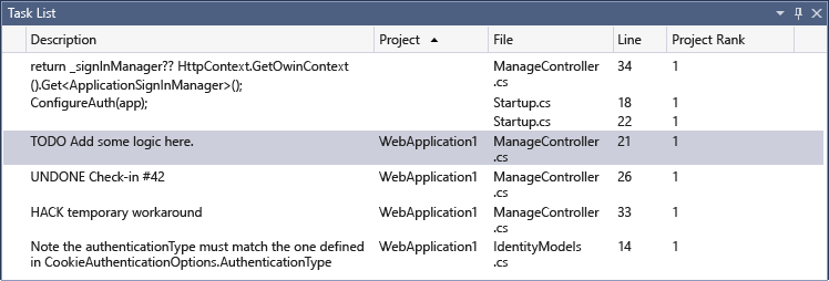Screenshot of the Task List window.
