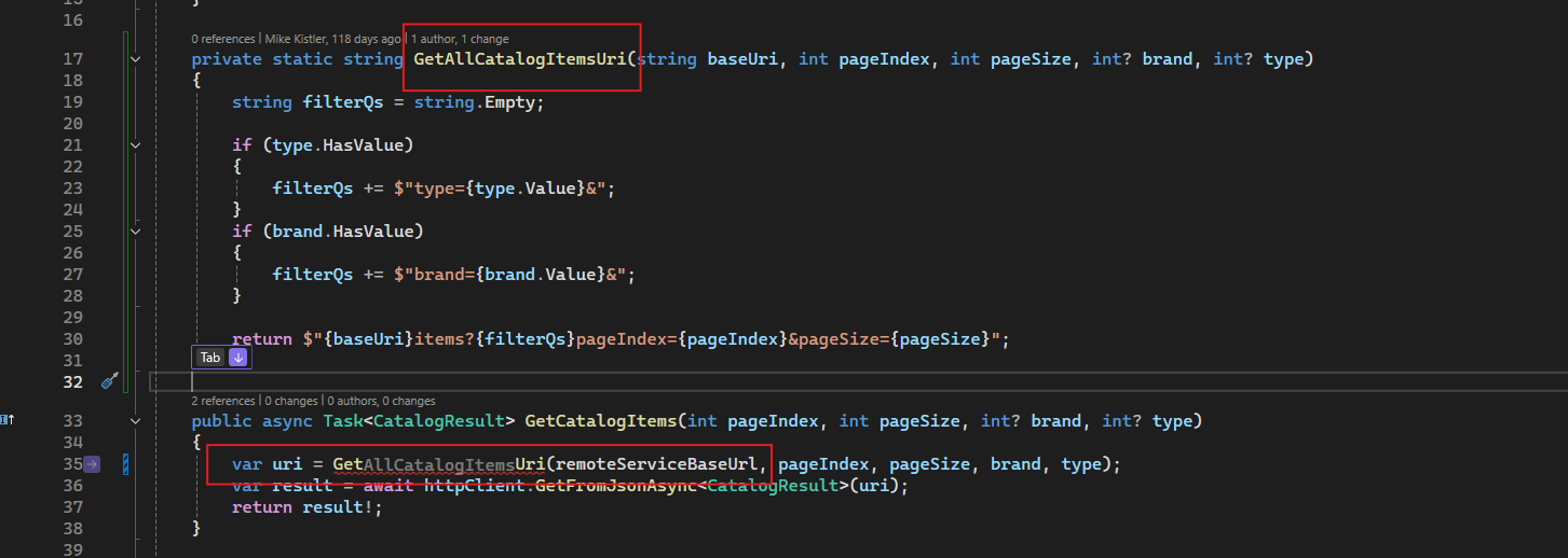 Screenshot that shows NES suggesting edits when a variable is renamed.