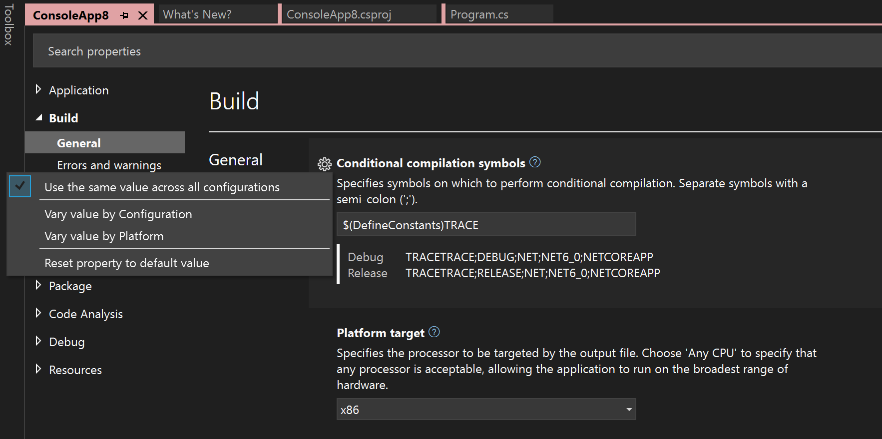 How to: Create and edit configurations - Visual Studio (Windows) |  Microsoft Learn