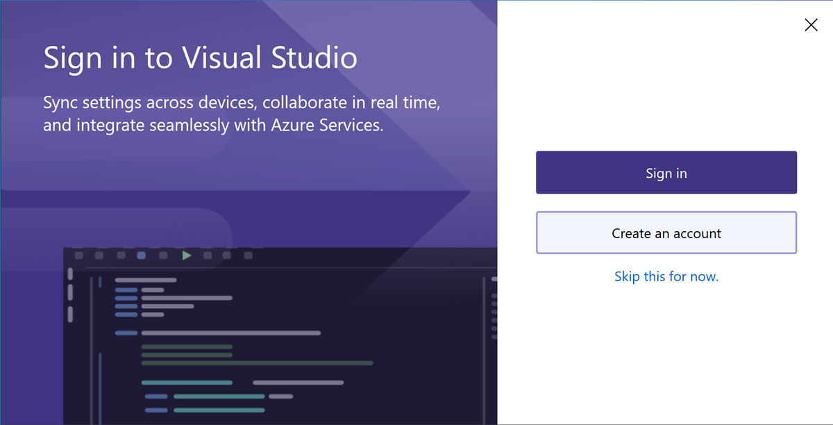 Sign in - Visual Studio (Windows) | Microsoft Learn