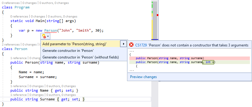 Screenshot of the Add parameter to Person string string option.