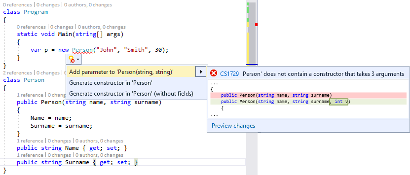 Generate a constructor quick action - Visual Studio (Windows) | Microsoft  Learn