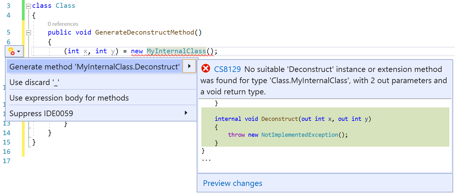 Generate deconstructor code fix