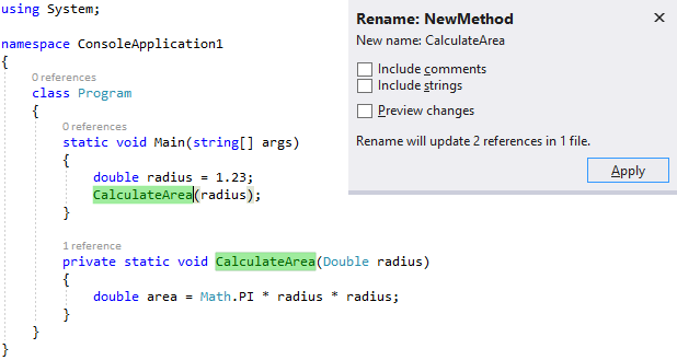 Extract a method - Visual Studio (Windows) | Microsoft Learn