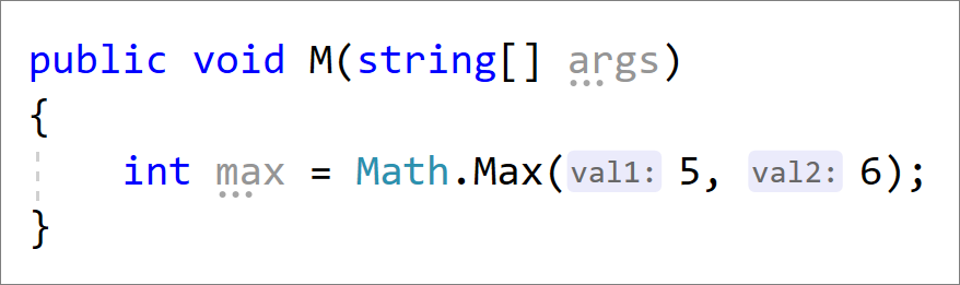 Inline Parameter Name Hints for CSharp